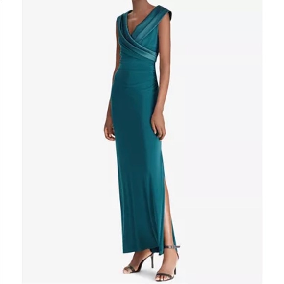 Sleeveless Portrait-Collar Draped Gown - Picture 11 of 11